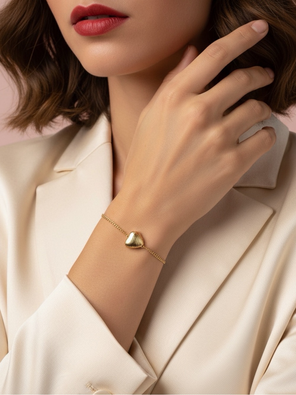 Delicate Gold Avon Ribbed Shape Bracelet - Elegant Women's Jewelry